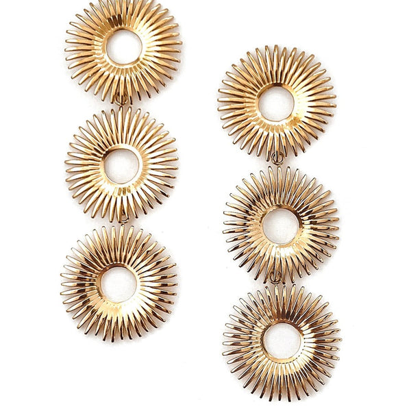Cercei inox placaj aur 18K, 3 x floarea soarelui 16.2 g