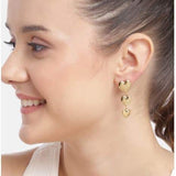 Cercei inox lungi 3 inimi placaj aur 18K