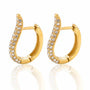 Cercei inox oval semi CZ 1,7 g, placaj aur 18K