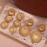 Cercei inox placaj aur 18K, 2 x floarea soarelui 15 g