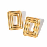 Cercei inox dreptunghiulari, placaj aur 18K, 12.3 g