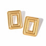 Cercei inox dreptunghiulari, placaj aur 18K, 12.3 g