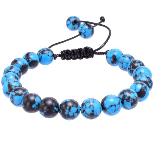 Bratara cu pietre semipretioase howlit albastru 8 mm pe snur textil - Podoabele Mele