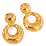 Cercei inox eleganti 2 cercuri 18,6 g placaj aur 18K