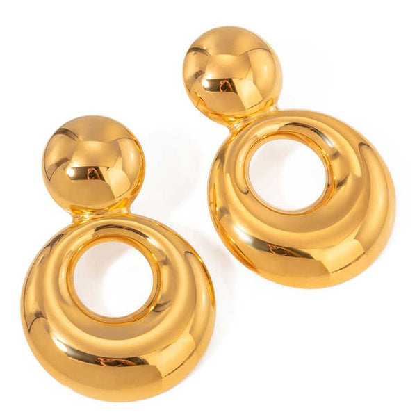 Cercei inox eleganti 2 cercuri 18,6 g placaj aur 18K