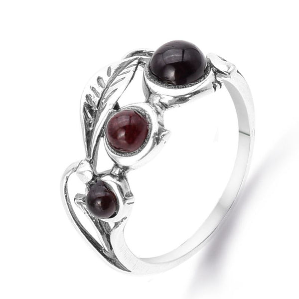 Inel argint cu trei pietre chihlimbar cherry rotund - Podoabele Mele