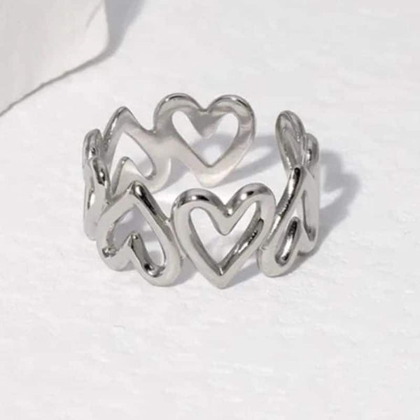 Inel inox cu inimi 2.1 g, marime 55