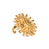 Inel inox Floarea Soarelui ciocanit, placaj aur 18K 5.4 g /54