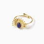 Inel inox reglabil, placaj aur 18K, Semi Soare cu lapis lazuli