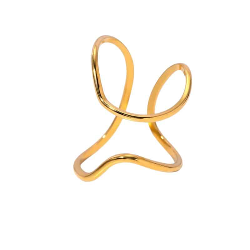 Inel inox linie neregulata 2 g, placaj aur 18K /54