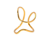 Inel inox linie neregulata 2 g, placaj aur 18K /54