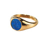 Inel inox cu lapis lazuli rotund plat, placaj aur 18K 5g