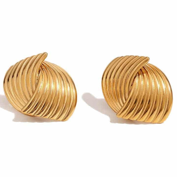 Cercei inox evantai dublu, placaj aur 18 K, 8.7 g