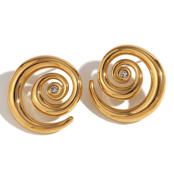 Cercei inox Melc spiralat, placaj aur 18K, 15 g