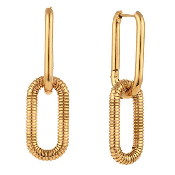 Cercei inox 2 zale placaj aur 18K, 10 g