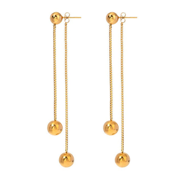 Cercei inox placaj aur 18K lant cu bile 23 g