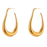 Cercei inox statement oval placaj aur 18K, 13,6 g
