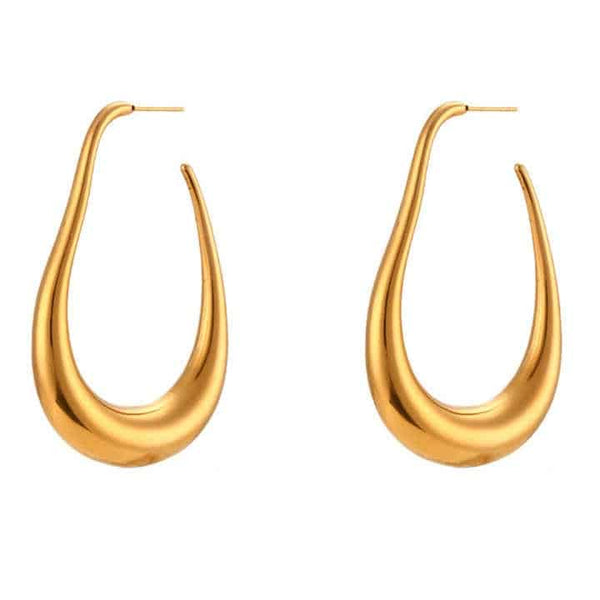 Cercei inox statement oval placaj aur 18K, 13,6 g
