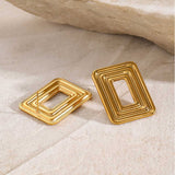 Cercei inox dreptunghiulari, placaj aur 18K, 12.3 g