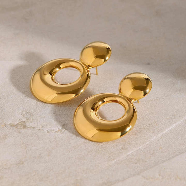 Cercei inox eleganti 2 cercuri 18,6 g placaj aur 18K