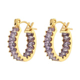 Cercei inox placaj aur 18K cercuri CZ violet 3 g