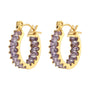Cercei inox placaj aur 18K cercuri CZ violet 3 g