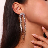 Cercei inox lungi 3 lanturi CZ 12,2 g, placaj aur 18K