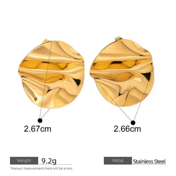 Cercei inox rotund sifonati, placaj aur 18K, 9.4 g