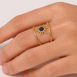 Inel inox cu lapis lazuli Soare 2 straturi 1,8 g /58
