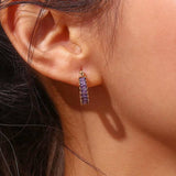Cercei inox placaj aur 18K cercuri CZ violet 3 g
