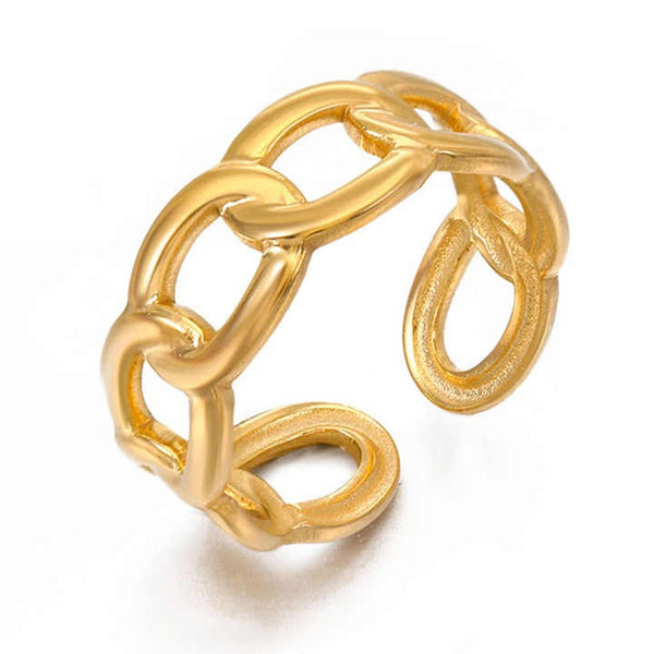 Inel inox deschis cu zale, placaj aur 18K 1,7 g /55