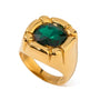 Inel inox, placaj aur 18K, Ghiul cu piatra CZ verde
