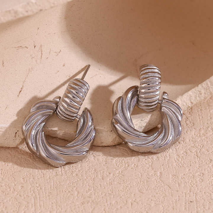 Cercei inox cercuri rasucite 22 x 18 mm, rezistenti la apa