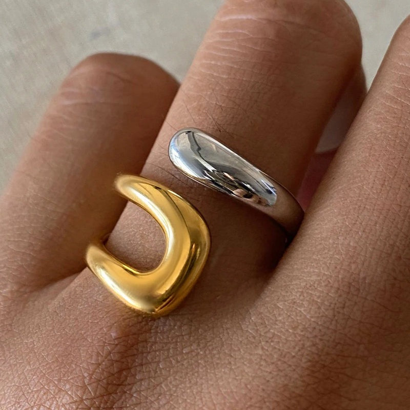 Inel inox Agrafa, placat cu aur 18K, marime 59