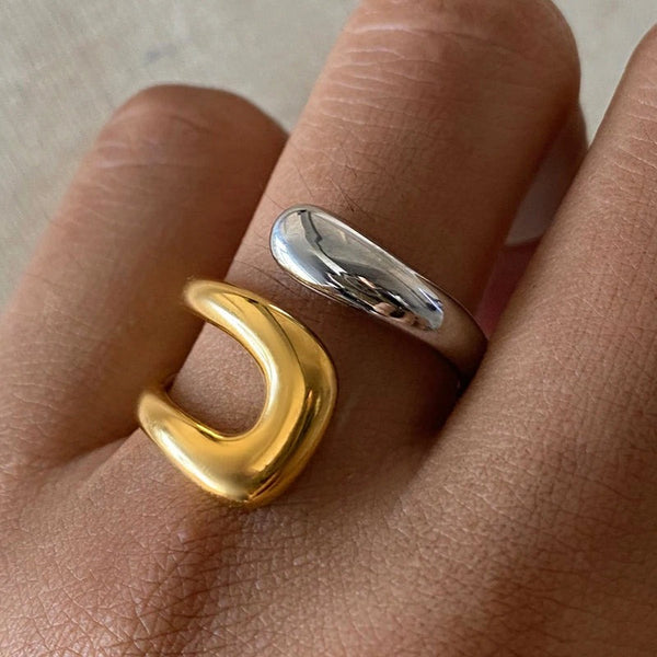 Inel inox Agrafa, placat cu aur 18K, marime 59