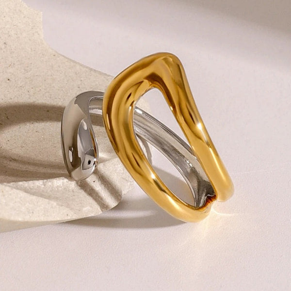 Inel inox Agrafa, placat cu aur 18K, marime 59