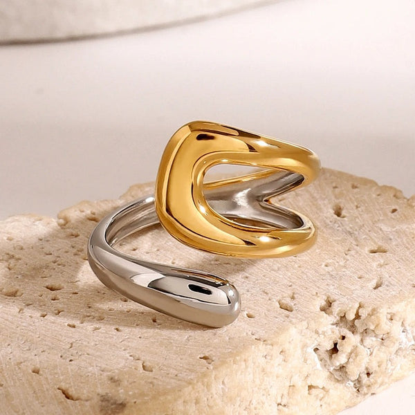 Inel inox Agrafa, placat cu aur 18K, marime 59