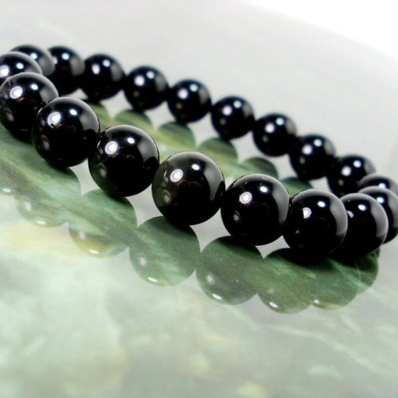 Bratara elastica cu obsidian negru 10 mm - Podoabele Mele