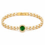 Bratara cupru CZ alb, verde, placaj aur 18 K, lungime 17 cm