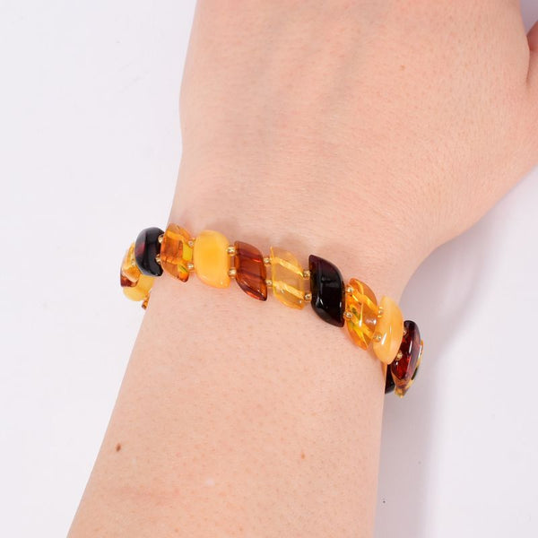 Bratara elastica chihlimbar baltic multicolor 17-19 cm - Podoabele Mele