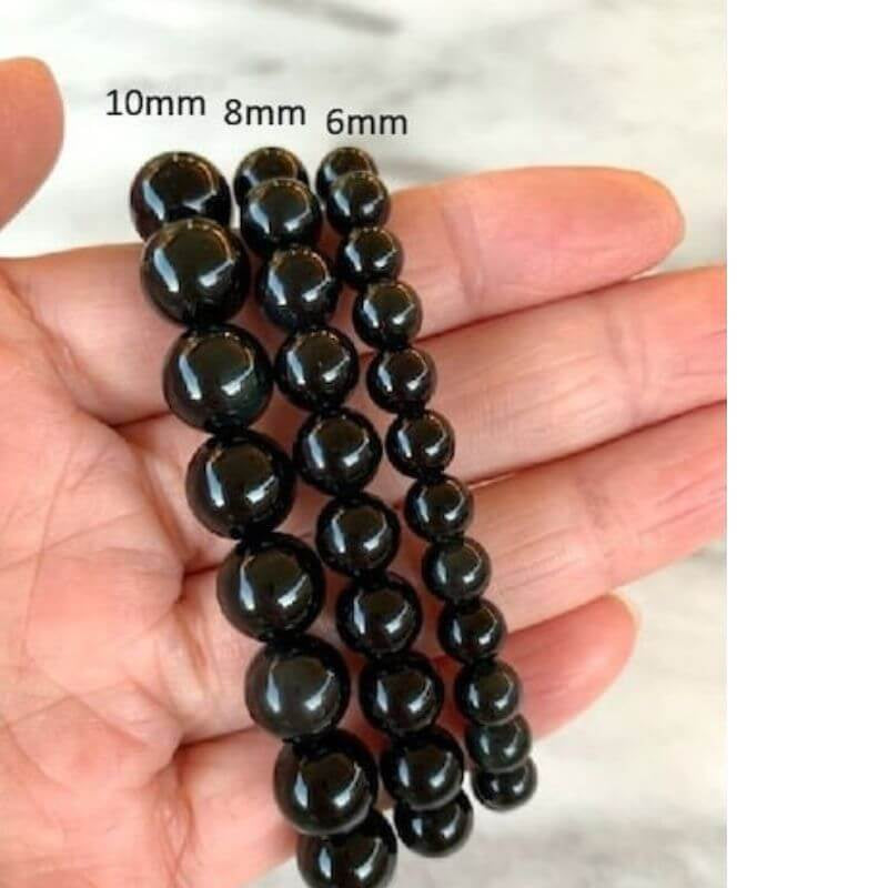 Bratara elastica cu obsidian negru 10 mm - Podoabele Mele