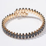 Bratara tennis cupru reglabila, placaj aur 18K, CZ negre