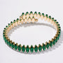 Bratara tennis cupru reglabila, placaj aur 18K, CZ verde