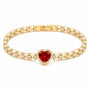 Bratara cupru Inima CZ alb, rosu, placaj aur 18K, lungime 17 cm