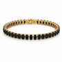 Bratara tennis otel inoxidabil CZ negre 5 x 3 mm, placaj aur 18K