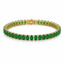 Bratara tennis otel inoxidabil CZ verde 5 x 3 mm, placaj aur 18K