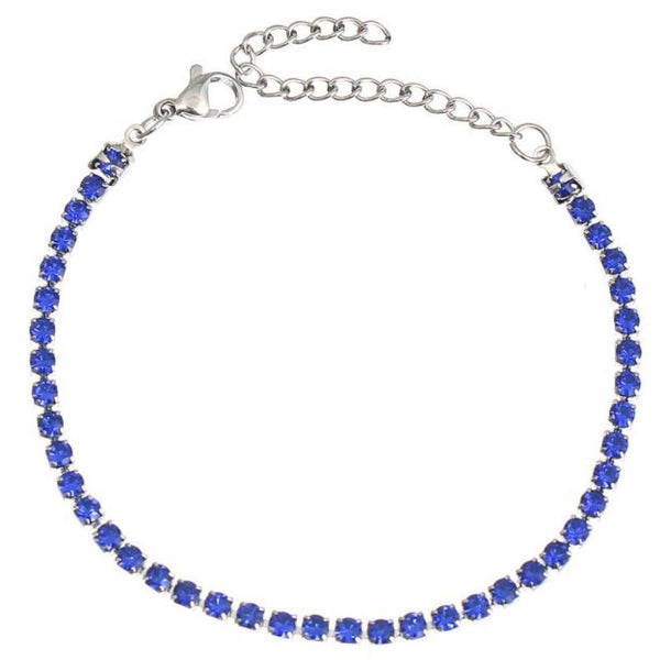 Bratara tennis otel inoxidabil CZ albastru 3 mm, lungime 16+4 cm