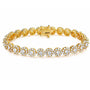 Bratara tennis cupru, placata cu aur 18K, pietre CZ albe