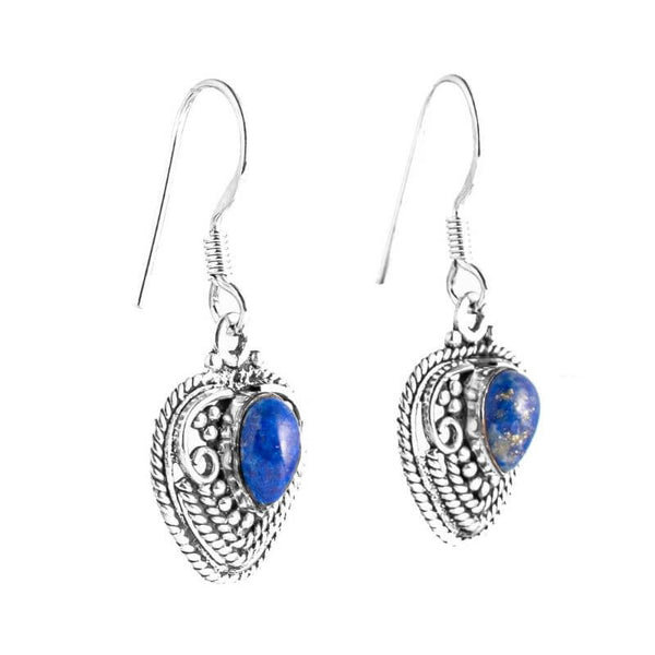 Cercei argint lungi cu pietre lapis lazuli - Podoabele Mele
