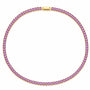 Colier choker din inox placat cu aur 18K, CZ violet, 36 cm